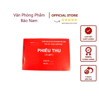 Phiếu thu 2 liên đẹp Tặng 1 bút bi B13 - Số lượng 60 tờ chia làm 2 liên ( 30 tờ liên 1 - 30 tờ liên 2