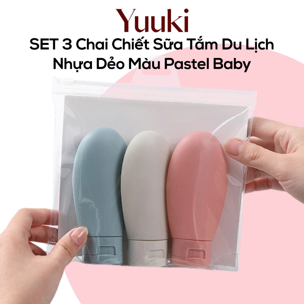 SET 3 Chai Chiết Sữa Tắm Du Lịch, Lọ Chiết Mỹ Phẩm Nhựa Dẻo Màu Pastel Baby