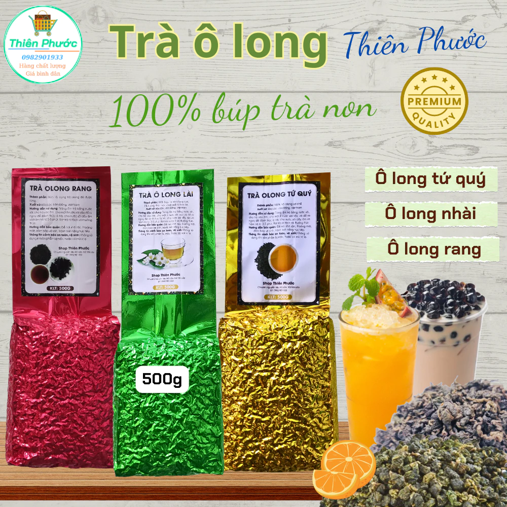 Trà ô long Thiên Phước: ô long tứ quý, ô long rang, ô long lài - gói 500g, trà thơm, đậm vị giá SALE