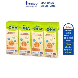 [TẶNG LỐC 4 HỘP CÙNG LOẠI] TPBS Colos DHA+ thùng 180ml bé thông minh, đề kháng khỏe - VitaDairy