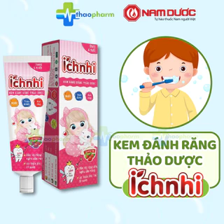 Kem đánh răng thảo dược Ích Nhi hương dâu tuýp 50g cho bé dưới 6 tuổi nuốt được, bảo vệ răng sữa, ngừa sâu răng cho bé