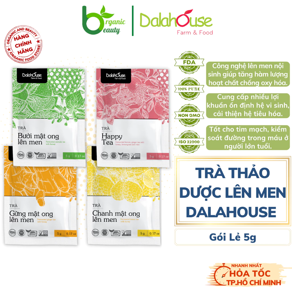 Gói Lẻ - Trà Thảo Dược Lên Men Dalahouse - Fermented Herbal Tea Dalahouse - 4 Loại Trà, Gói Lẻ Tiện Dụng - Hộp 75g