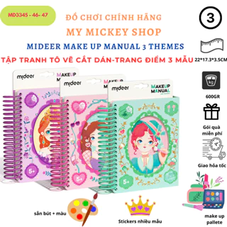 Mideer Make up manual Đồ chơi tranh tô vẽ cắt dán học trang điểm diy 3 mẫu cho các bé gái xinh xắn đáng yêu từ 3 tuổi