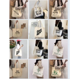 Túi tote túi vải Nhật Minh canvas ulzzang unisex in chữ có khoá miệng và có ngăn phụ nhỏ