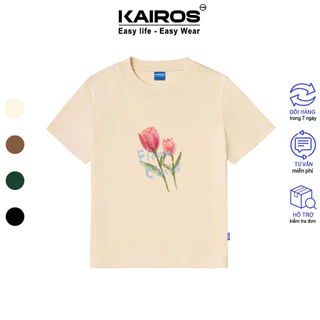 Áo baby tee brand Kairos form fit ôm body tay ngắn cổ tròn chất cotton 100% co dãn 2 chiều mẫu flower child