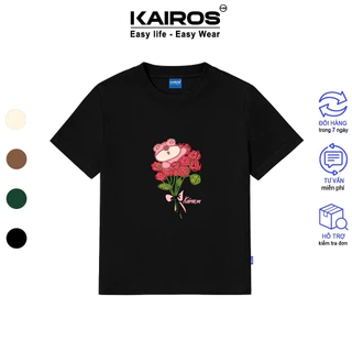 Áo baby tee Kairos form ôm cổ tròn ngắn tay chất cotton 100% vải mát không xù mẫu lotso hoa hồng