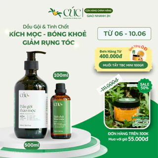 Combo Giảm Rụng Tóc 2 Sản Phẩm Dầu Gội Thảo Mộc Giảm Gàu, Kích Mọc Tóc 500ml