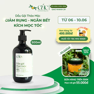 Dầu Gội Thảo Dược CÚC Herbal Hair Care Chiết Xuất 40+ Loại Thảo Mộc, Bưởi, Bồ Kết Giảm Gãy Rụng Tóc, Giảm Gàu Nấm 500ml