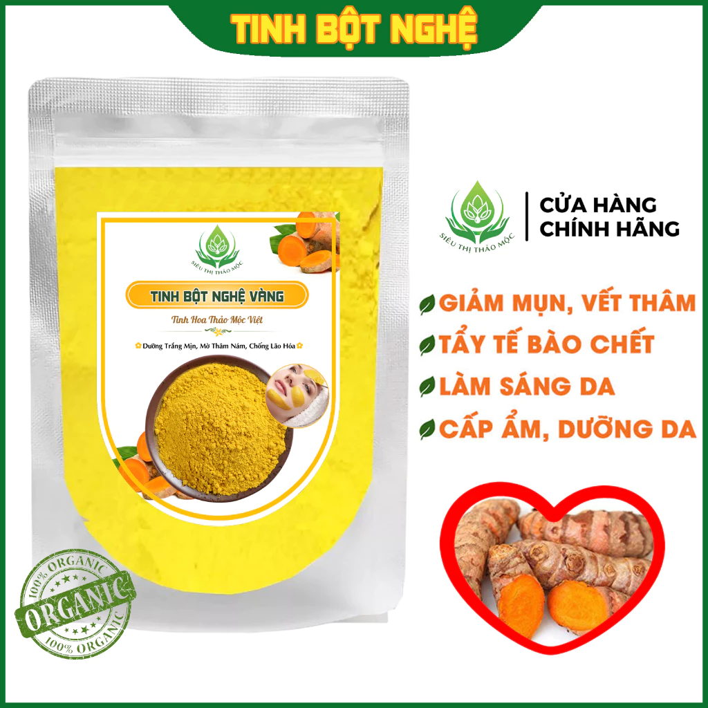 ✅[THƯỢNG HẠNG] Tinh Bột Nghệ Vàng Nguyên Chất Hữu Cơ Organic Đắp Mặt Trắng Da, Giảm Mụn, Mờ Thâm Nám