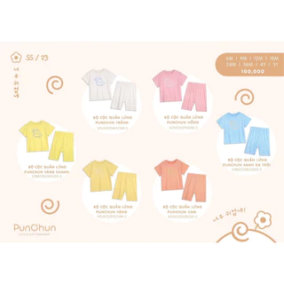 [CHÍNH HÃNG] Bộ quần áo cộc tay quần lửng họa tiết trẻ em Punchun