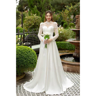 Đầm maxi mặc cưới TRIPBLE T DRESS kết chuỗi cườm phối ren cao cấp - size S/M/L - MS486V