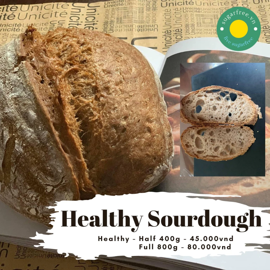 [BÁNH MÌ HEALTHY MỚI - Bánh mì Healthy Italian Sourdough Bread (Men nuôi tự nhiên)-Tiệm SugarFree.vn Thảo Điền