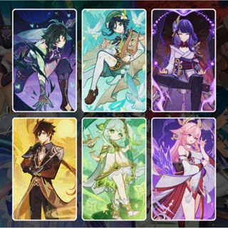 Ảnh card bo góc in hình GENSHIN IMPACT ver Thất Thánh Triệu Hồi thẻ bo viền 5*8cm anime chibi game 1 tấm