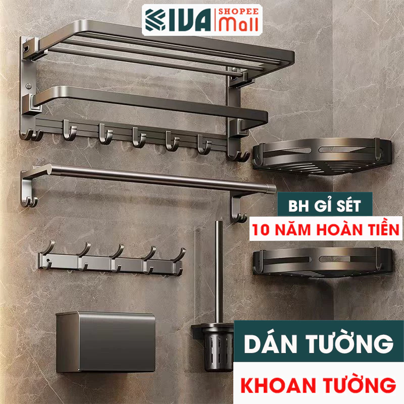 Kệ Để Đồ Nhà Tắm, Phòng Tắm Màu Xám KIVA Dán Tường, Sử Dụng Trên Tường, Góc Nhà Tắm Chất Liệu Nhôm Hàng Không.