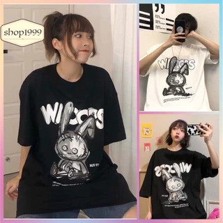 Áo Thun THỎ WHOOPS Tay Lỡ From Rộng Unisex - Áo Phông SHOP1999 Cho Nam Nữ Hội Nhóm Phong Cách Đường Phố