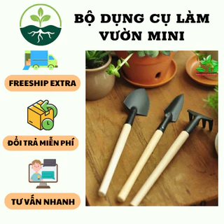 Bộ dụng cụ làm vườn mini : 3 món gồm 1 xẻng, 1 xúc, 1 cào - LV106