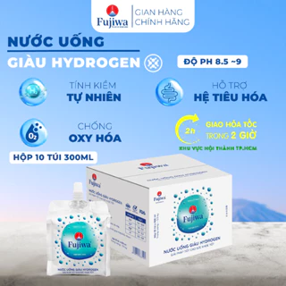 Hộp 10 túi nước uống giàu Hyrogen Fujiwa tính kiềm tự nhiên- 10 túi 300ml/ hộp