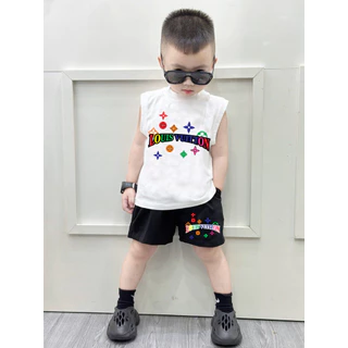 Set Bộ quần áo Tank top LV sắc màu cho bé trai mùa hè chất cotton co giãn thoáng mát, thấm hút mồ hôi HOBI KIDS