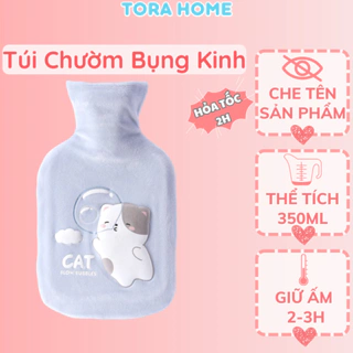 Túi chườm bụng kinh cho nữ thể tích 350ml 2 lớp bọc vải nhung mềm mịn giúp giữ ấm bụng giảm đau nhanh chóng Tora Home