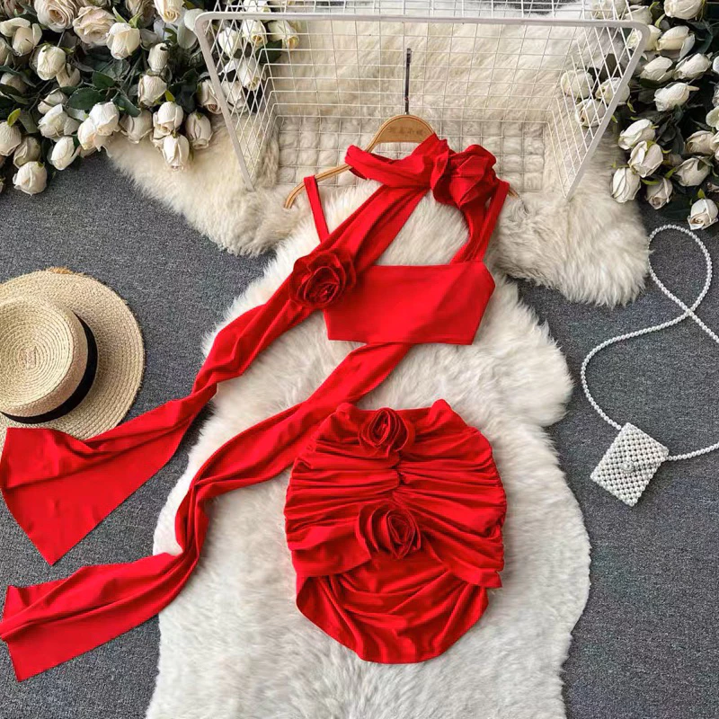 VÁY BODY NHÚNG TAG HOA DÂY CHOÀNG CỔ