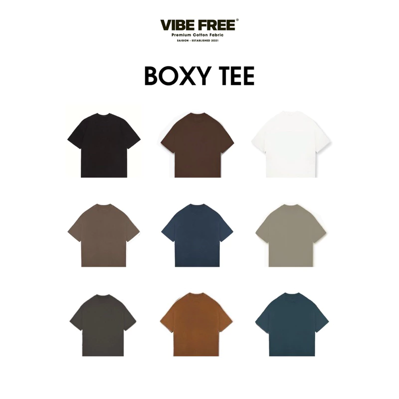 Áo Thun boxy dáng ngắn VIBE FREE cotton 100% form oversize