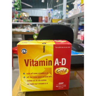 Vitamin A-D Gold Phúc Vinh - Giúp giảm nguy cơ khô mắt, quáng gà, còi xương hộp 100 viên