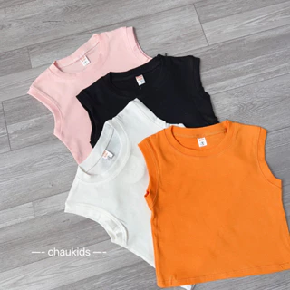 Áo ba lỗ bé gái, áo croptop chất cotton zip Hàn siêu đẹp cho bé 8-30kg