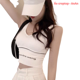 Áo croptop 2 dây bản to có mút ngực ba lỗ tập gym nữ chất cotton dày dặn mềm mịn mặc thoáng mát mã DT17 ANAN