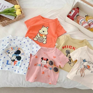 Mẫu mới | Áo thun cộc tay Unisex hoạt hình Disney siêu xinh cho bé trai và gái 8-18kg