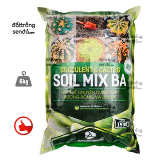 🌵 6Kg Soil Mix BA - Đất Trồng Sen Đá Xương Rồng Cao Cấp, Siêu Tiết Kiệm