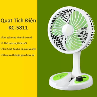 Quạt tích điện gấp gọn có đèn led KC-5811