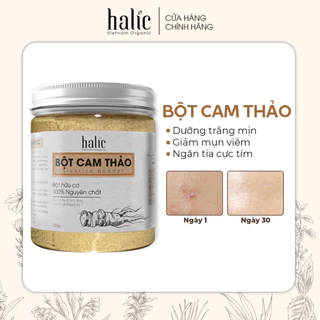 Bột Cam Thảo đắp mặt nạ nguyên chất Halic Organic 125G trắng da, dưỡng ẩm, làm chậm quá trình lão hóa của da