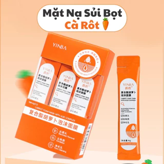 Mặt Nạ Sủi Bọt Cà Rốt Thải Độc Trắng Da, Mặt Nạ Cà Rốt Hộp 12 Gói Sạch Bụi Bẩn, Dầu Thừa, Giảm Mụn Đầu Đen