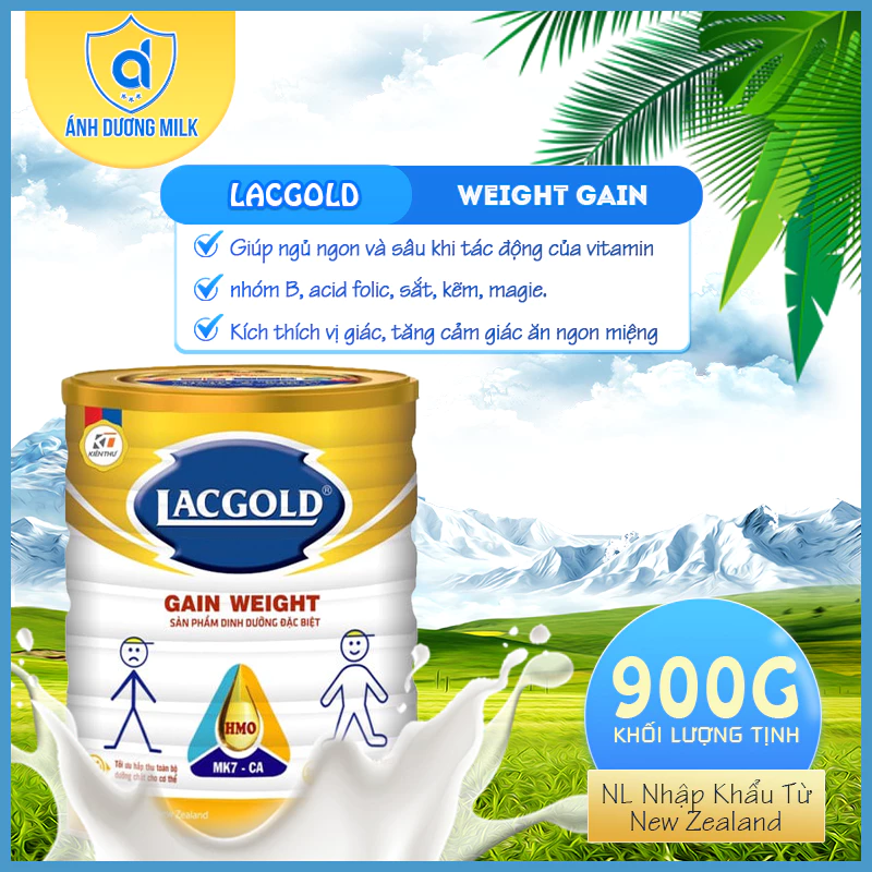 Sữa LACGOLD WightGain - Dinh Dưỡng Dành Cho Người Gầy, Người Ăn Uống Kém, Người Cần Tăng Cân Dùng Cho Trẻ Em và Người