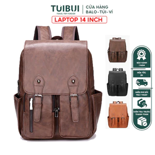 Balo da cao cấp nam nữ unisex thời trang đi học ngăn để laptop 14 inch phong cách Hàn Quốc