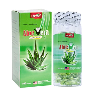 Viên uống Aloe Vera nhập khẩu Mỹ giúp chống lão hóa da, giúp dưỡng ẩm cho da. Giúp thanh nhiệt, mát gan, nhuận tràng ( L