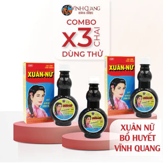 Combo 3 chai Xuân Nữ Bổ Huyết VĨNH QUANG 280ml - Điều hoà kinh nguyệt, đau bụng kinh, bệnh phụ khoa, bổ máu cho Phụ Nữ