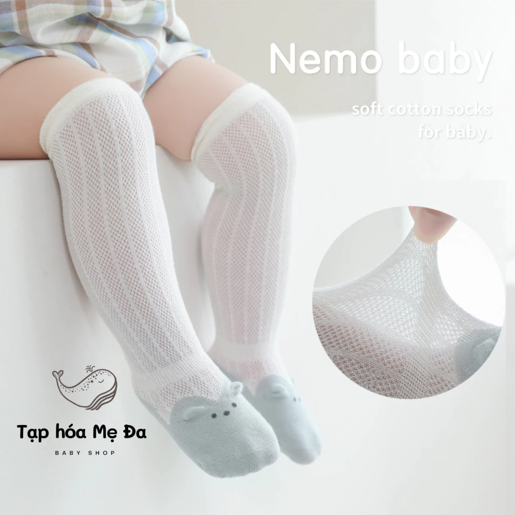 Vớ/Tất lưới đùi cổ cao hình thú Nemo Baby phong cách Hàn Quốc chất liệu cao cấp chống muỗi thoáng mát cho bé 0-3 tuổi