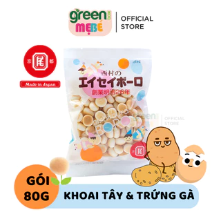 Bánh ăn dặm cho bé BORO Nhật Bản 80g  khoai tây và bột canxi vỏ trứng ngậm 5 giây tan ngay trong miệng