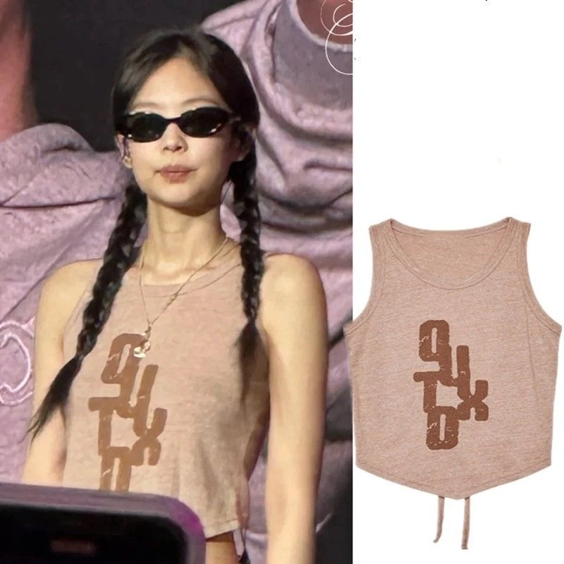 (Sẵn S,M) Áo tanktop Jennie chữ outxo khoét lưng buộc vạt sau sành điệu