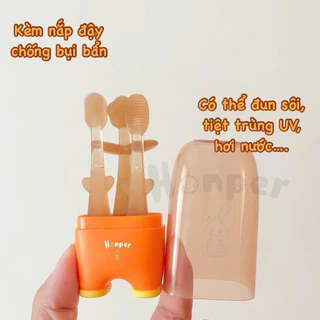 Set rơ lưỡi và bàn chải đánh răng silicon cho bé từ 0 - 18 tháng - Dụng cụ rơ lưỡi cho bé