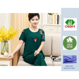 Bộ đồ mặc nhà trung niên cho mẹ_hàng sẵn ( hoa thuy tien)