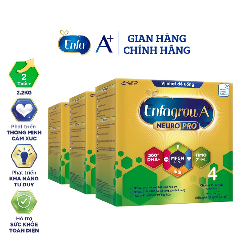 sữa enfagrowA+ 4 vi nhạt dễ uống( 2,2kg)