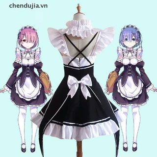 Maid ram/rem cosplay hầu gái nhân vật hoạt hình anim