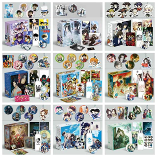 (LT) Hộp Quà To CONAN HONKAI KIMETSU JUJUTSU HAIKYUU!! NARUTO có bình nước, ảnh dán, vòng, ảnh thẻ, postcard anime chibi