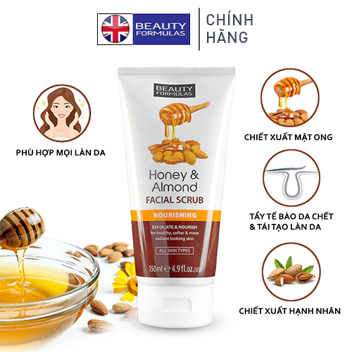 Sữa Rửa Mặt Tẩy Da Chết Beauty Formulas 150ml Chiết Xuất Mật Ong Và Hạnh Nhân