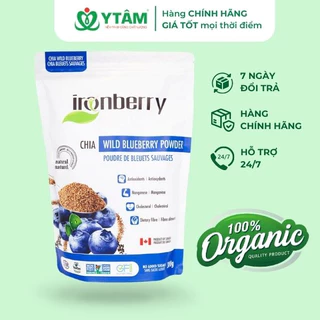 [MÃ GIẢM 40K] Bột hạt chia & việt quất nguyên chất IRONBERRY thực phẩm thuần chay Không GMO, Không Gluten