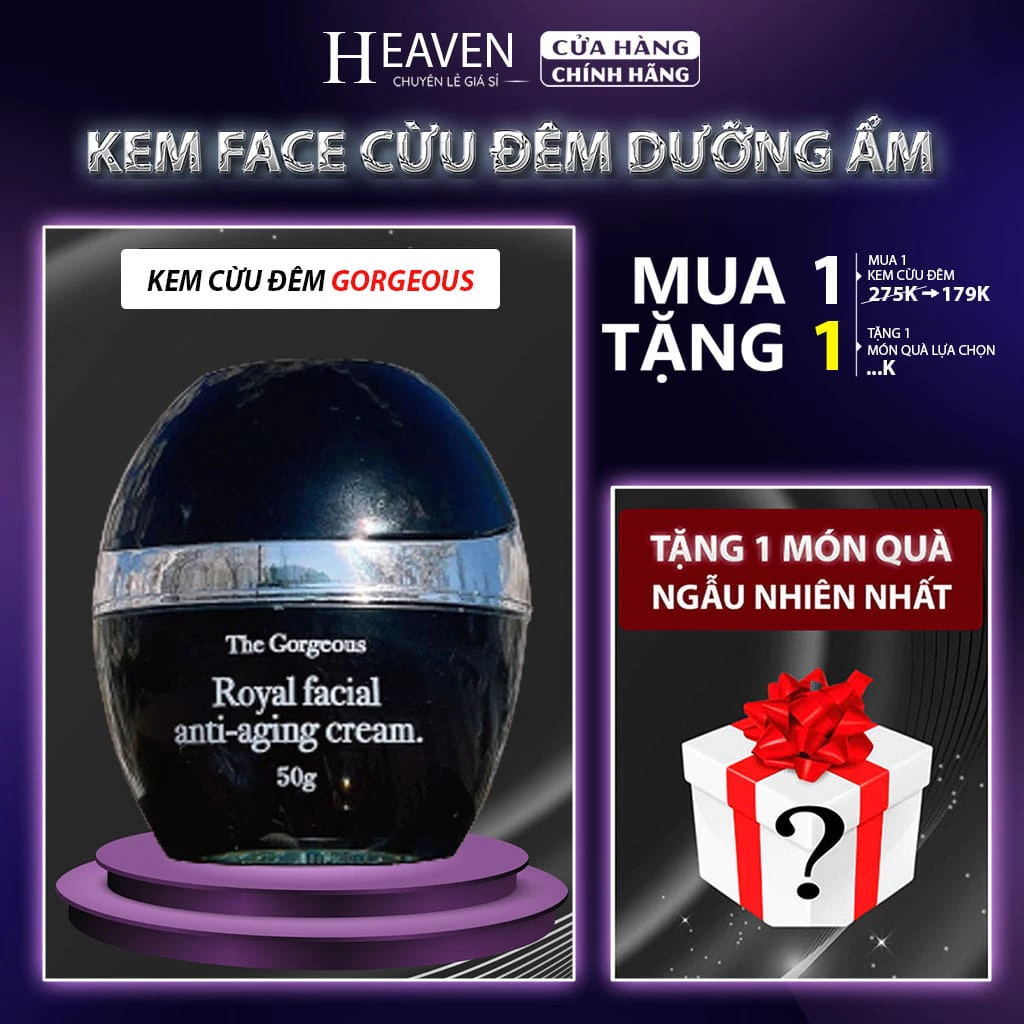 Kem cừu đêm Múi Xù GORGEOUS dưỡng trắng da, kem dưỡng ẩm da mặt khô hết nám tàn nhang chống lão hóa da 50gr