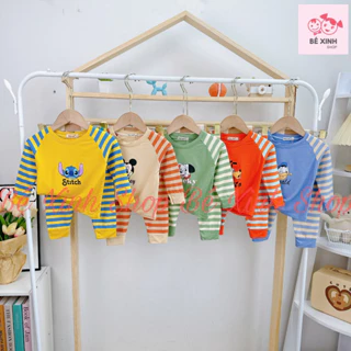 Đồ Bộ Ngủ Dài Tay Cho Bé Trai Bé Gái 8-19kg MINKY MOM [Siêu Sale] Bộ Quần Áo Tay Dài Cho Bé Trai Gái DÀI SỌC RAPLAN