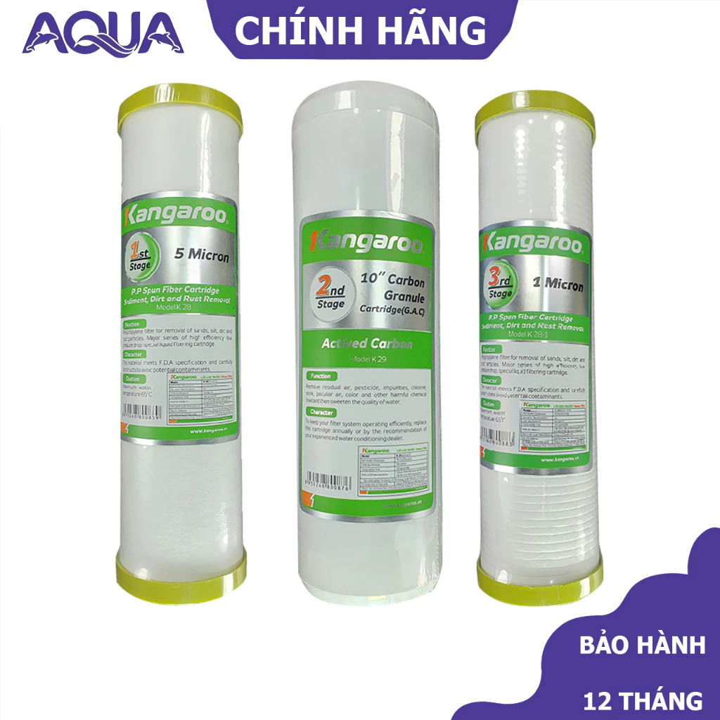 Lõi lọc nước KANGAROO chính hãng - Bộ lõi lọc thô 1 2 3